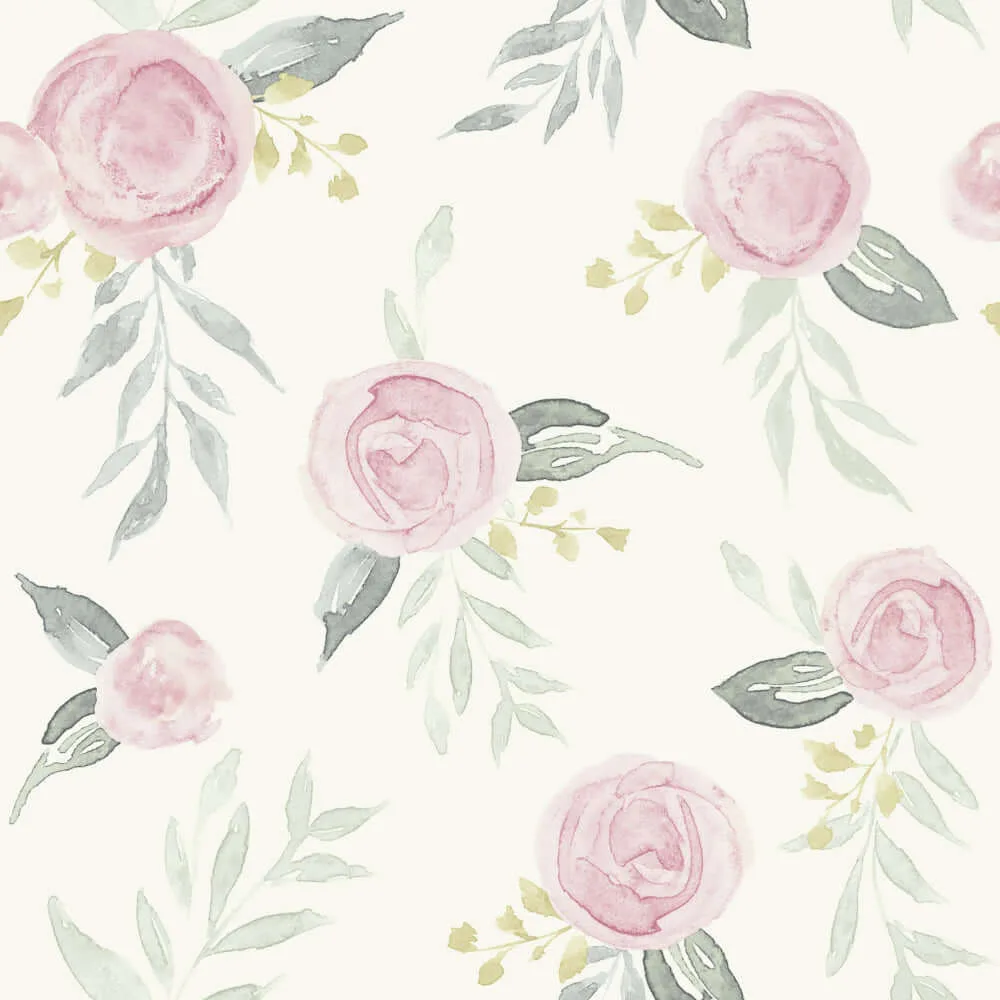 Magnolia Home Watercolor Roses wallpaper, color Pink, SKU MK1125