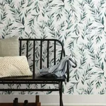 Magnolia Home Weekends Olive Branch - Teal Wallpaper | Buy Online Magnolia Home Weekends Olive Branch wallpaper, color Teal, SKU ME1536