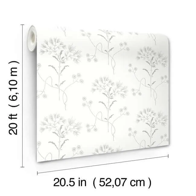 Magnolia Home Wildflower - Grey Wallpaper | Buy Online Magnolia Home Wildflower wallpaper, color Grey, SKU PSW1502RL