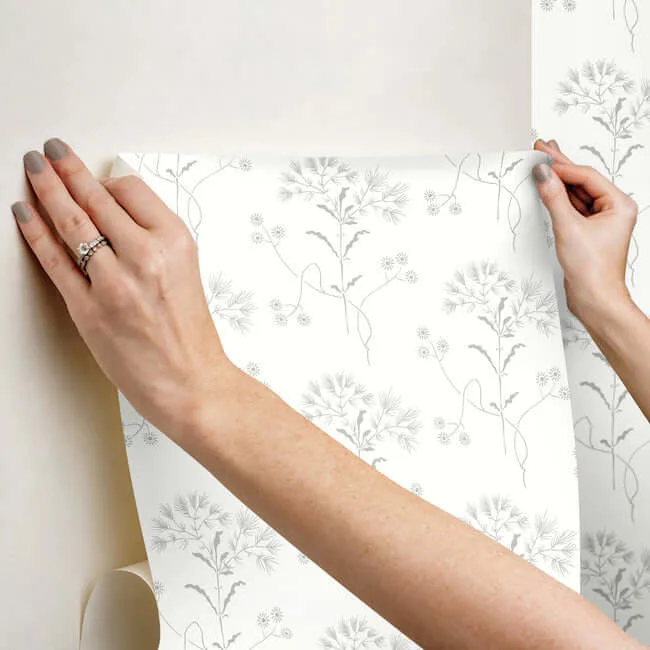 Magnolia Home Wildflower - Grey Wallpaper | Buy Online Magnolia Home Wildflower wallpaper, color Grey, SKU PSW1502RL