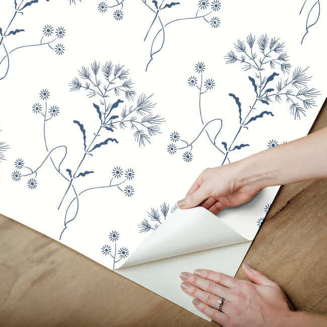Magnolia Home Wildflower - Navy Wallpaper | Buy Online Magnolia Home Wildflower wallpaper, color Navy, SKU PSW1504RL