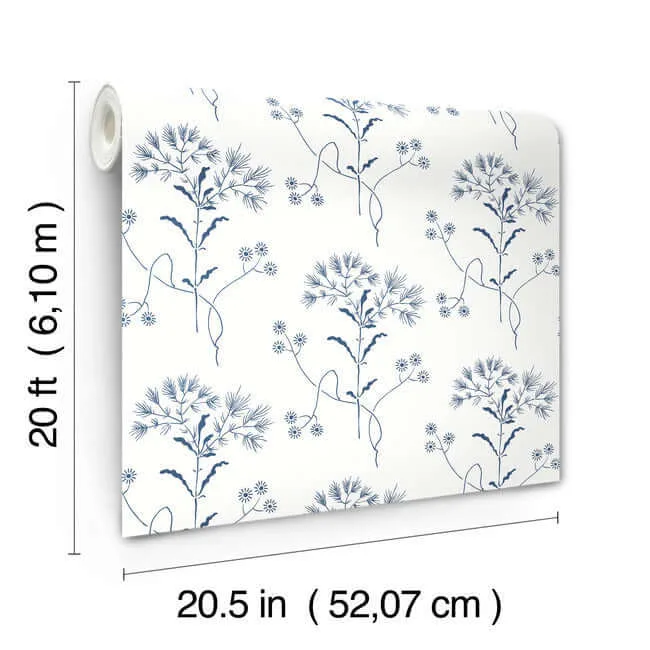 Magnolia Home Wildflower - Navy Wallpaper | Buy Online Magnolia Home Wildflower wallpaper, color Navy, SKU PSW1504RL