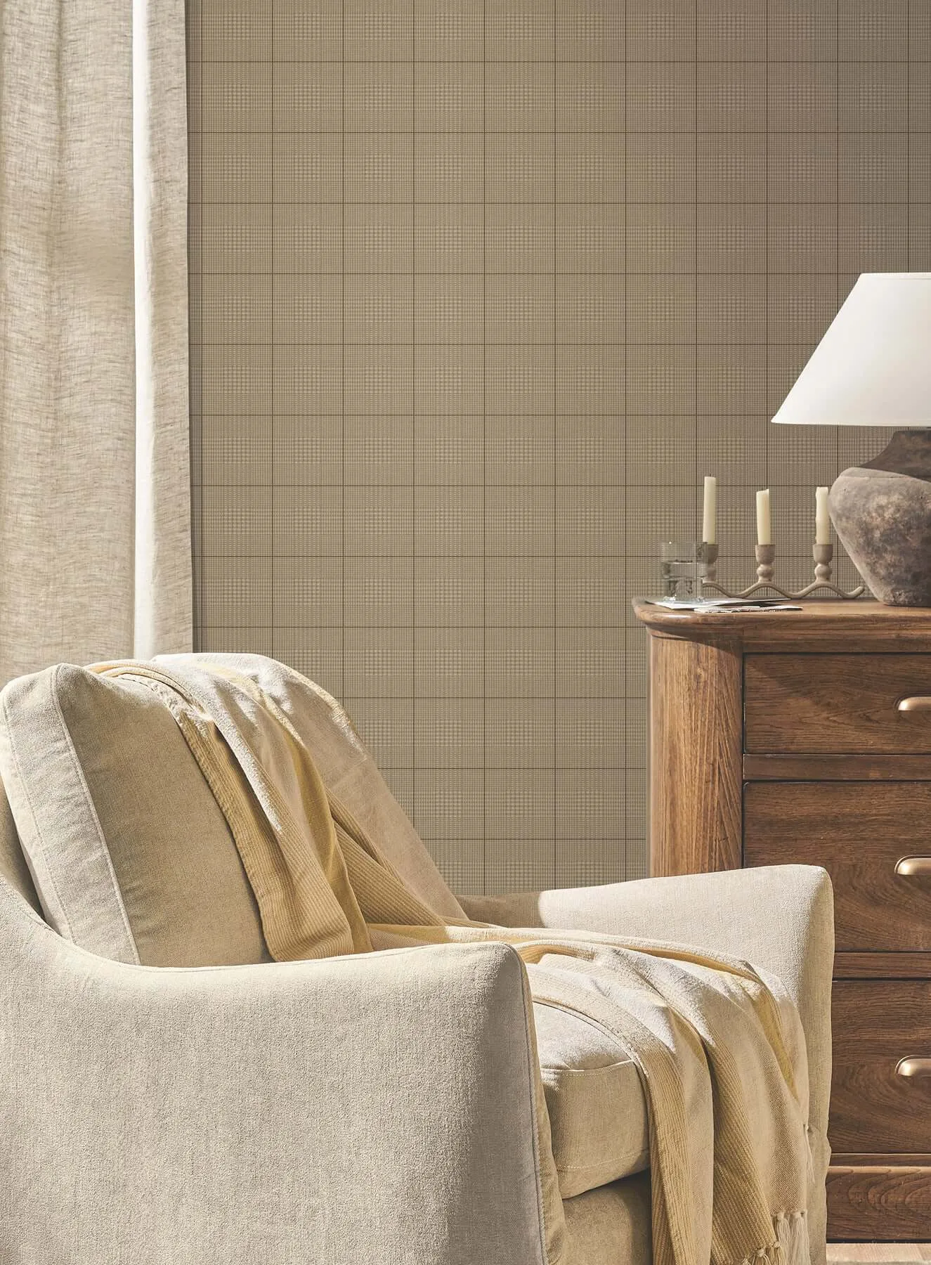 Magnolia Home Windsor wallpaper, color Mocha, SKU MF4781