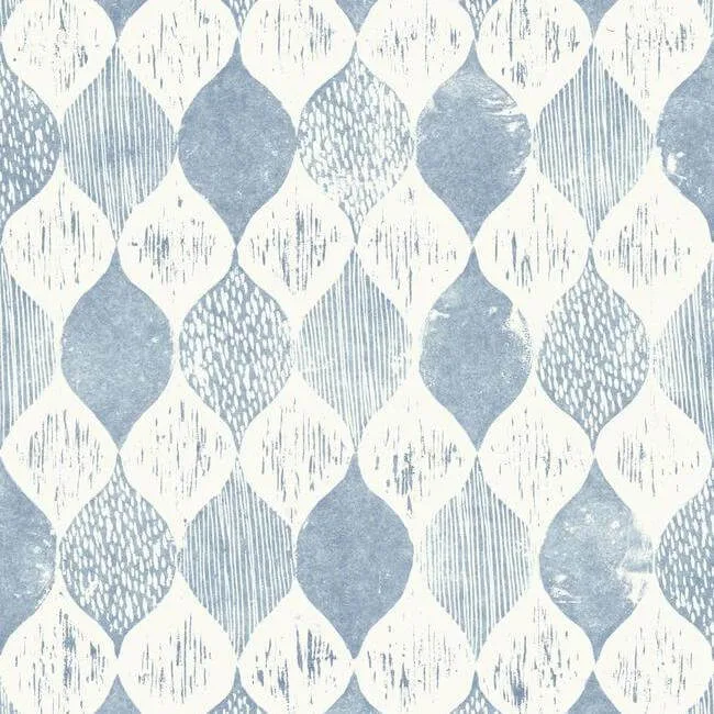 Magnolia Home Woodblock wallpaper, color Blue, SKU ME1568