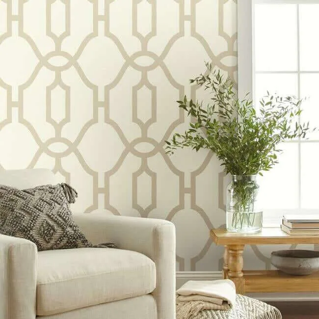 Magnolia Home Woven Trellis wallpaper, color Beige, SKU ME1554
