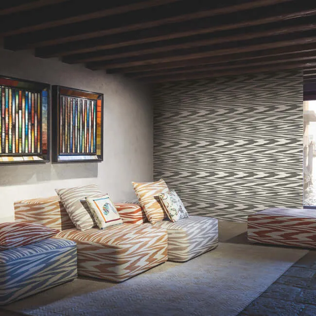 Missoni Flamed Zigzag wallpaper, color Black & Cream, SKU MI10341