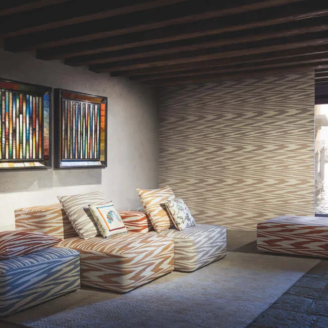 Missoni Flamed Zigzag wallpaper, color Brown & Cream, SKU MI10342