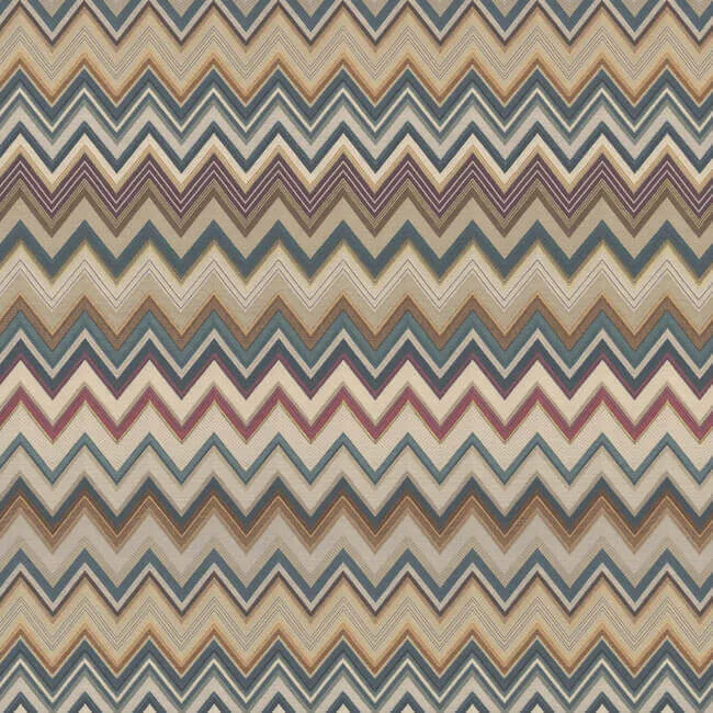 Missoni Happy Zigzag wallpaper, color Green & Brown, SKU MI10332