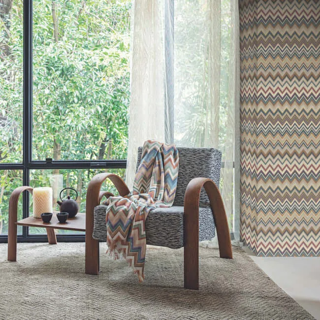 Missoni Happy Zigzag - Green & Brown Wallpaper | Buy Online Missoni Happy Zigzag wallpaper, color Green & Brown, SKU MI10332