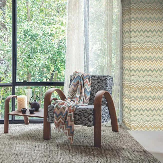 Missoni Happy Zigzag - Green Wallpaper | Buy Online Missoni Happy Zigzag wallpaper, color Green, SKU MI10333