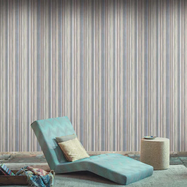 Missoni Striped Sunset Glitter wallpaper, color Blue & Grey, SKU MI10395
