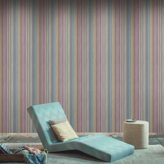 Missoni Striped Sunset Glitter wallpaper, color Blue, SKU MI10396
