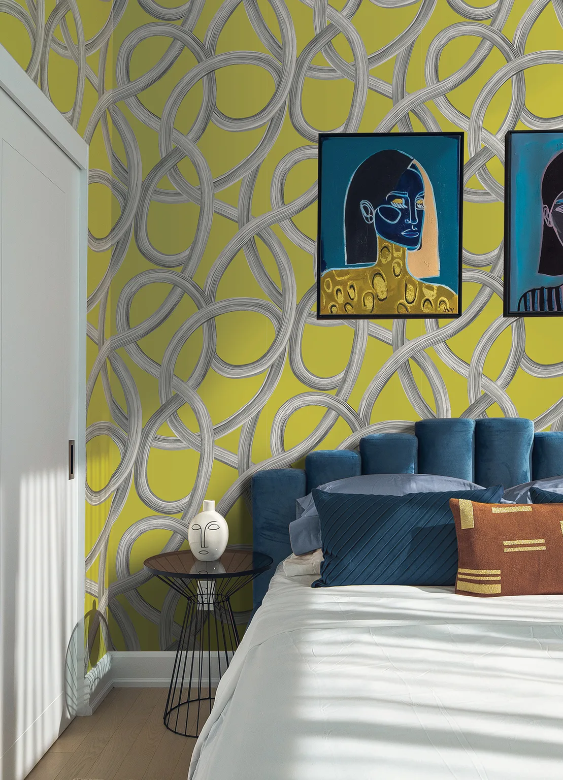 ohpopsi Calix wallpaper, color Chartreuse, SKU CEP50125W