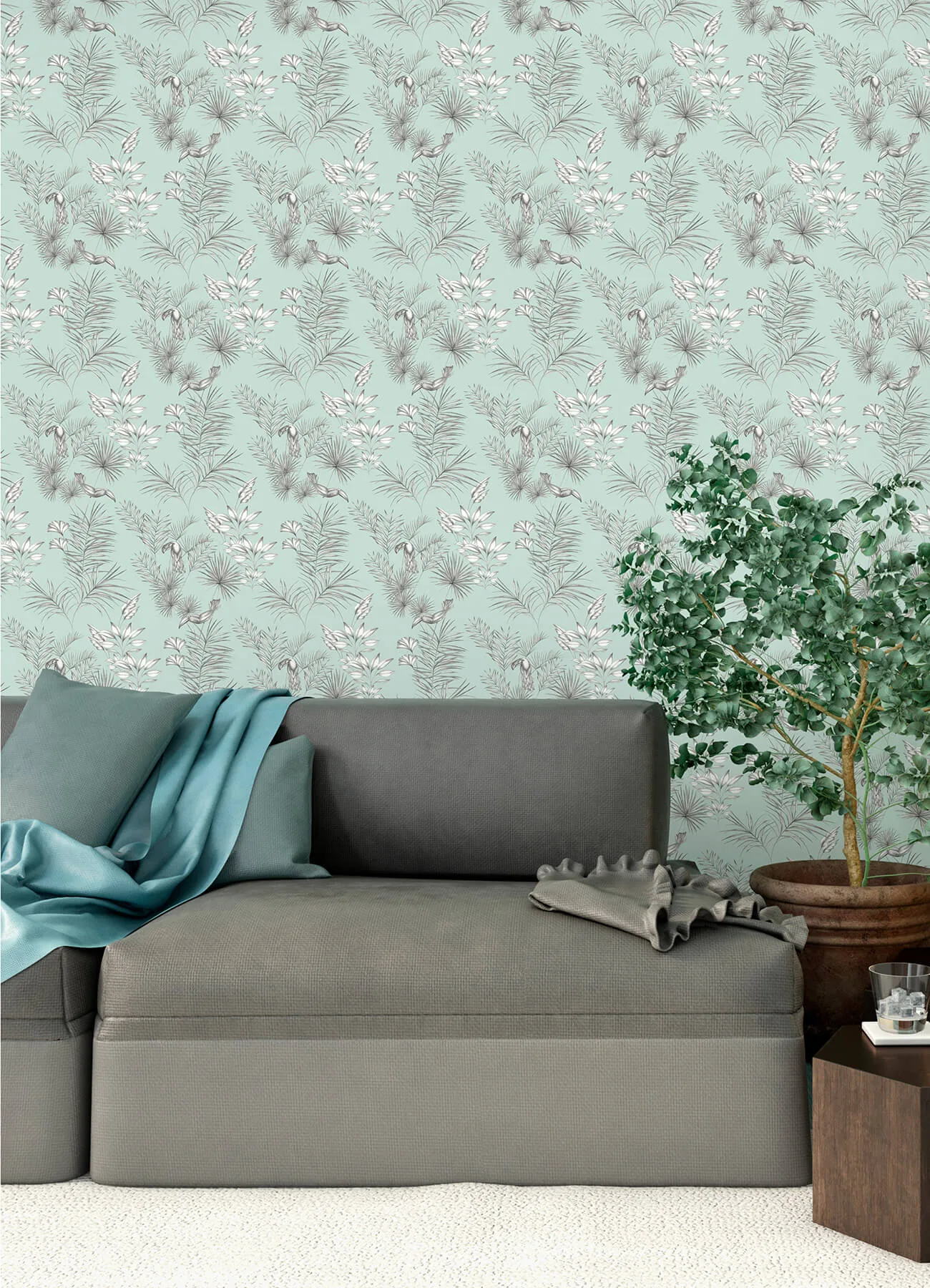 ohpopsi Shelly wallpaper, color Mint, SKU WLD53113W