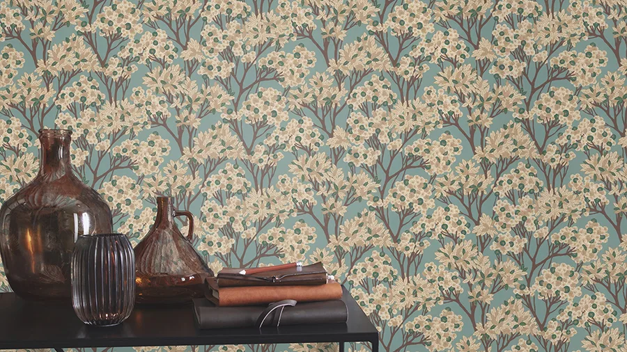 Rasch Stickley - Sky Blue Wallpaper | Buy Online Rasch Stickley wallpaper, color Sky Blue, SKU RH580013