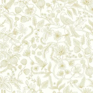 Rifle Paper Co. Aviary wallpaper, color Off White & Gold, SKU PSW1309RL
