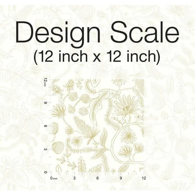 Rifle Paper Co. Aviary wallpaper, color Off White & Gold, SKU PSW1309RL