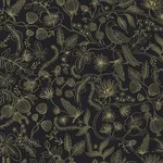 Rifle Paper Co. Aviary wallpaper, color Black & Gold, SKU PSW1310RL