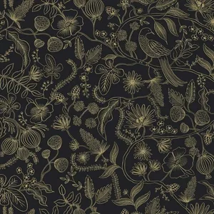 Rifle Paper Co. Aviary wallpaper, color Black & Gold, SKU PSW1310RL