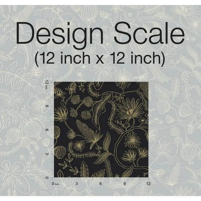 Rifle Paper Co. Aviary wallpaper, color Black & Gold, SKU PSW1310RL