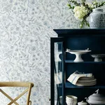 Rifle Paper Co. Aviary - Blue & Cream Wallpaper | Buy Online Rifle Paper Co. Aviary wallpaper, color Blue & Cream, SKU PSW1311RL