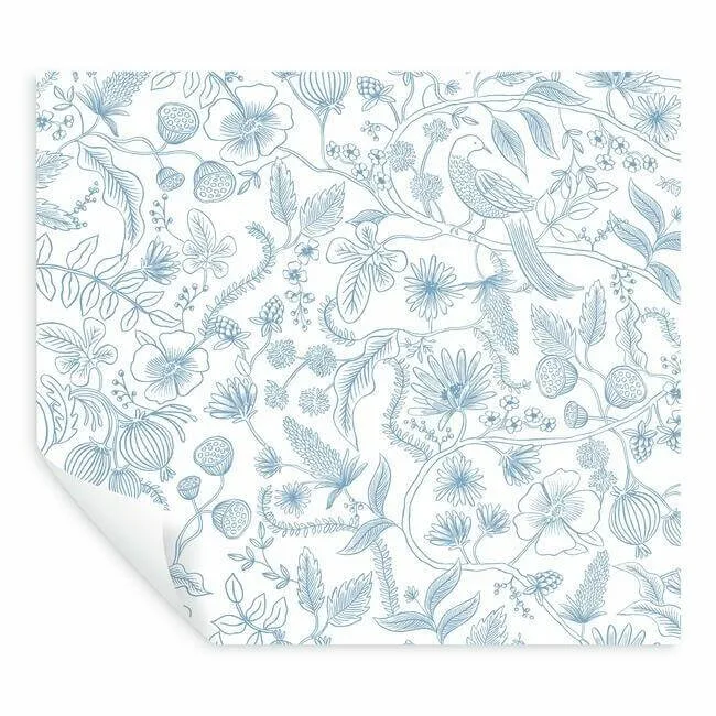 Rifle Paper Co. Aviary - Blue & Cream Wallpaper | Buy Online Rifle Paper Co. Aviary wallpaper, color Blue & Cream, SKU PSW1311RL