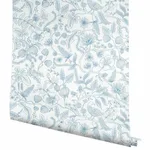 Rifle Paper Co. Aviary - Blue & Cream Wallpaper | Buy Online Rifle Paper Co. Aviary wallpaper, color Blue & Cream, SKU PSW1311RL