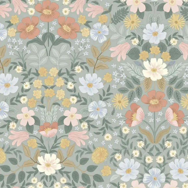 Rifle Paper Co. Bramble Garden wallpaper, color Sage, SKU PSW1476RL
