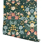 Rifle Paper Co. Bramble Garden - Emerald Wallpaper | Buy Online Rifle Paper Co. Bramble Garden wallpaper, color Emerald, SKU PSW1477RL