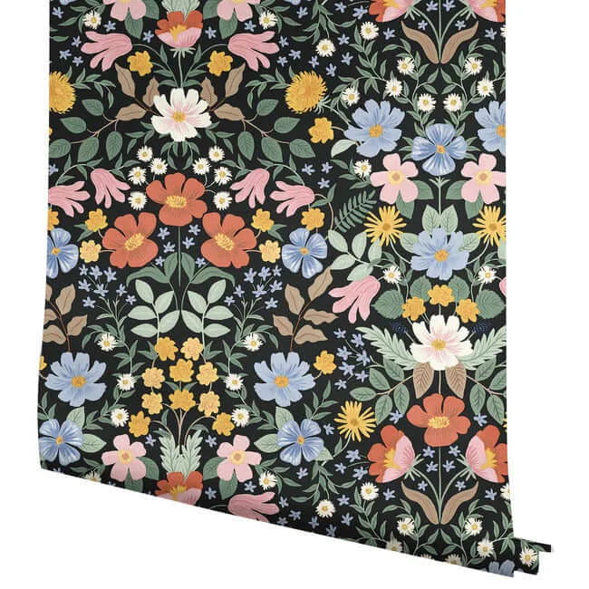 Rifle Paper Co. Bramble Garden wallpaper, color Black, SKU PSW1478RL