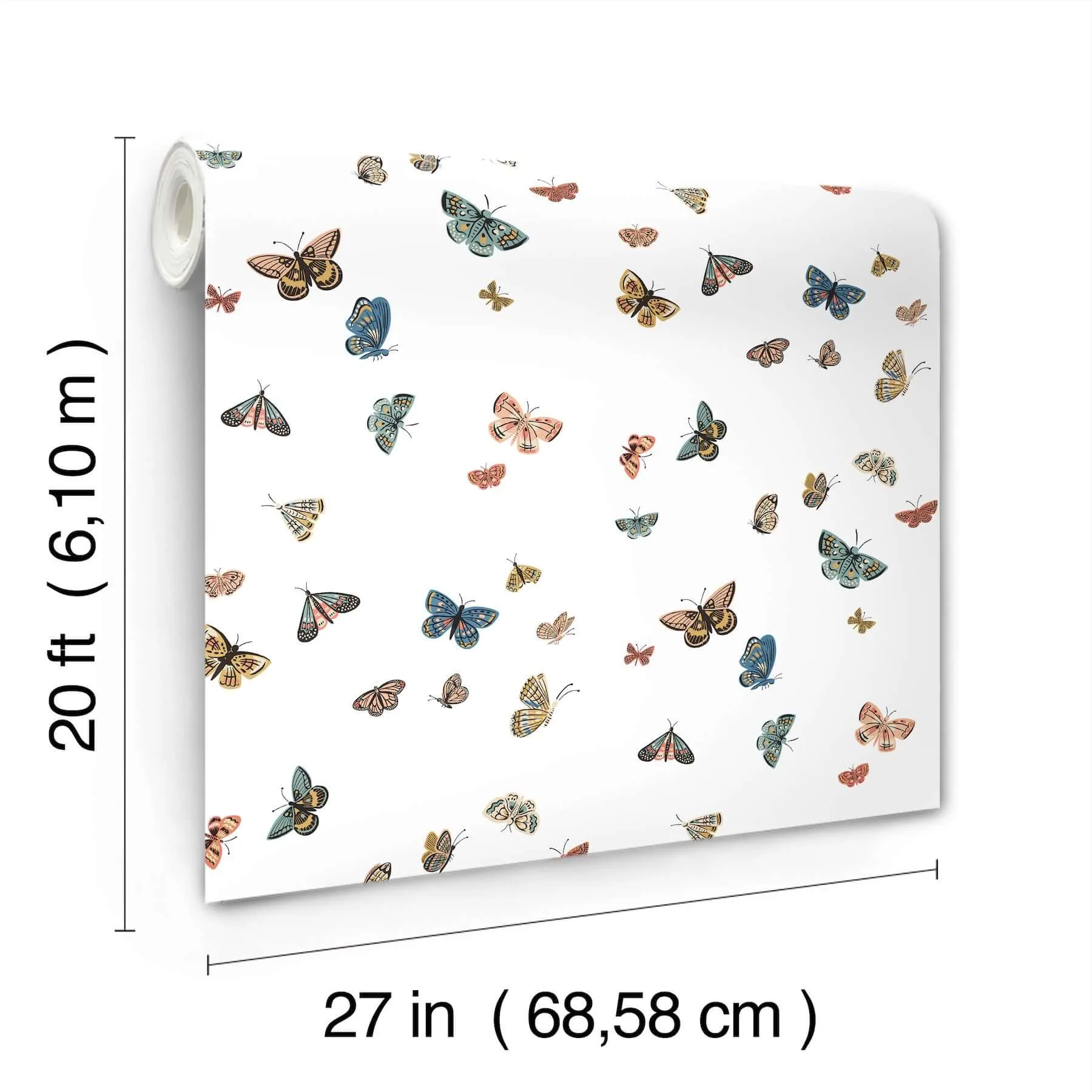 Rifle Paper Co. Butterfly House - White Wallpaper | Buy Online Rifle Paper Co. Butterfly House wallpaper, color White, SKU PSW1632RL