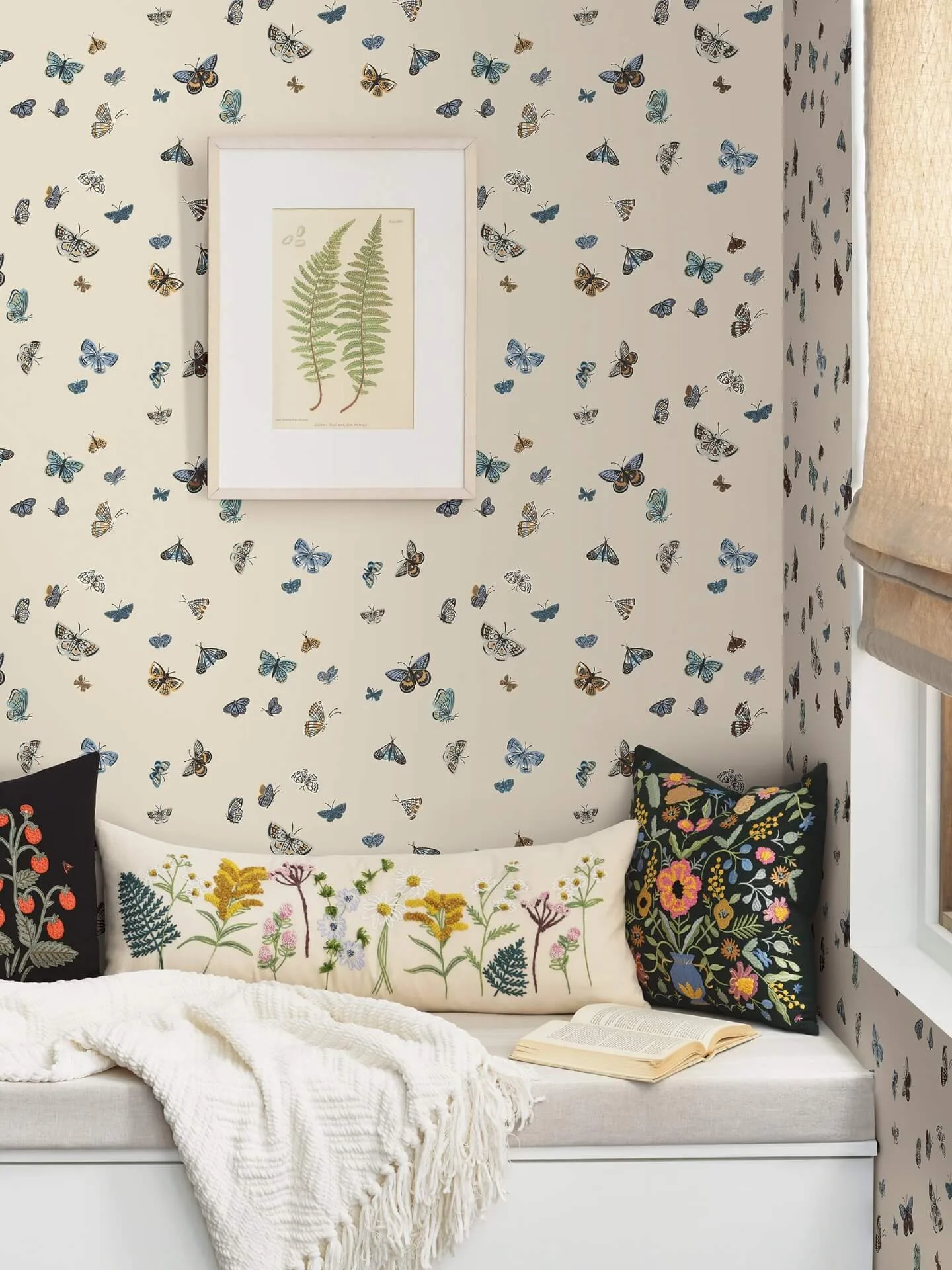 Rifle Paper Co. Butterfly House wallpaper, color Linen, SKU PSW1649RL