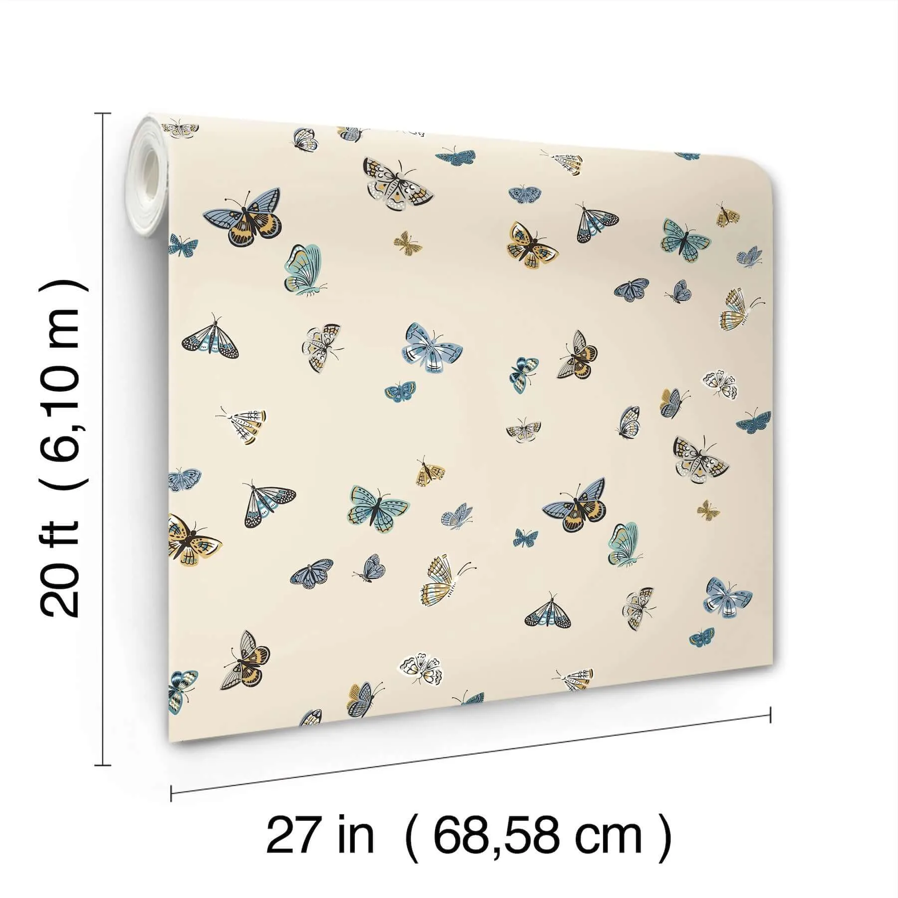Rifle Paper Co. Butterfly House - Linen Wallpaper | Buy Online Rifle Paper Co. Butterfly House wallpaper, color Linen, SKU PSW1649RL