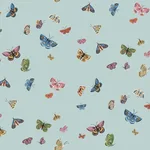 Rifle Paper Co. Butterfly House - Light Blue Wallpaper | Buy Online Rifle Paper Co. Butterfly House wallpaper, color Light Blue, SKU PSW1650RL