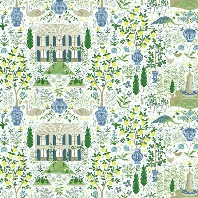 Rifle Paper Co. Camont wallpaper, color Blue & Green, SKU RI5109