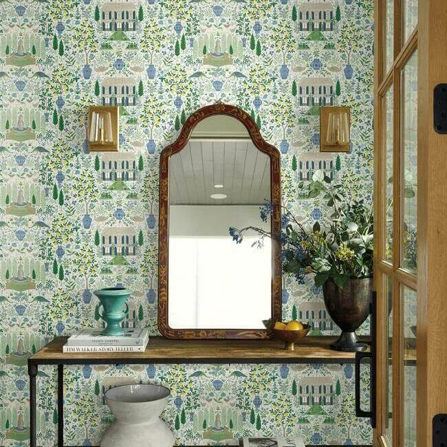 Rifle Paper Co. Camont - Blue & Green Wallpaper | Buy Online Rifle Paper Co. Camont wallpaper, color Blue & Green, SKU RI5109
