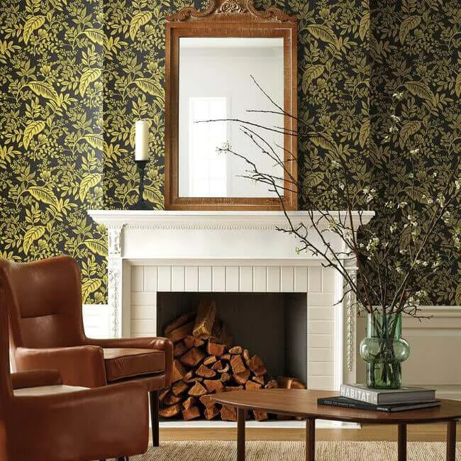Rifle Paper Co. Canopy wallpaper, color Gold & Black, SKU RI5139