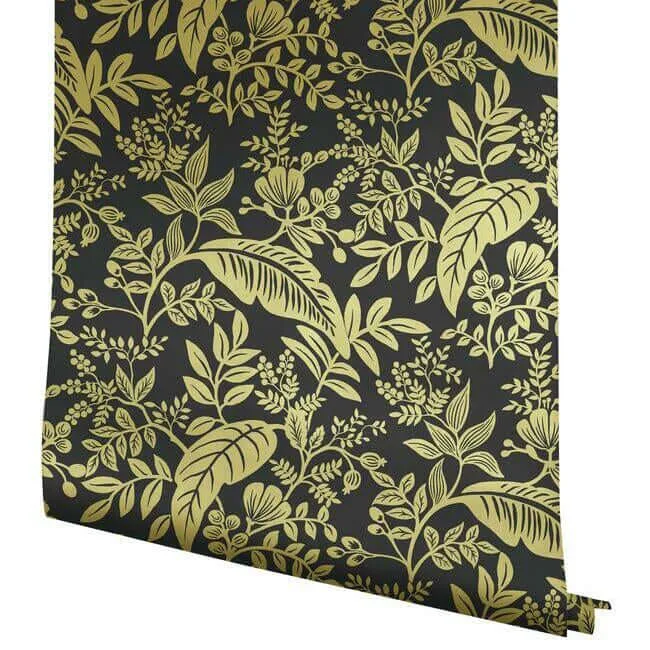 Rifle Paper Co. Canopy - Gold & Black Wallpaper | Buy Online Rifle Paper Co. Canopy wallpaper, color Gold & Black, SKU RI5139