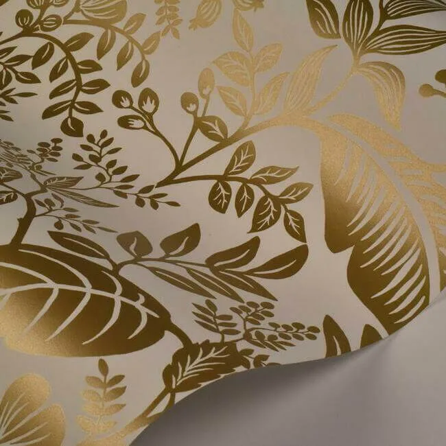 Rifle Paper Co. Canopy wallpaper, color Gold & White, SKU RI5138