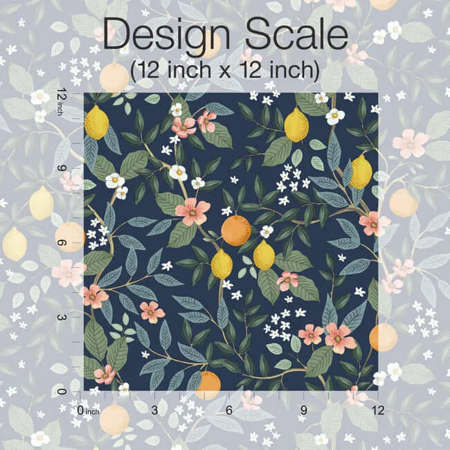 Rifle Paper Co. Citrus Grove - Navy Wallpaper | Buy Online Rifle Paper Co. Citrus Grove wallpaper, color Navy, SKU PSW1481RL
