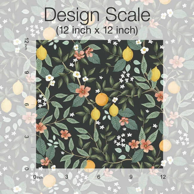 Rifle Paper Co. Citrus Grove wallpaper, color Black, SKU PSW1482RL