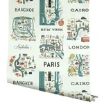Rifle Paper Co. City Maps - Blue & Red Wallpaper | Buy Online Rifle Paper Co. City Maps wallpaper, color Blue & Red, SKU RI5162