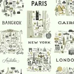 Rifle Paper Co. City Maps wallpaper, color Grey & Gold, SKU RI5161