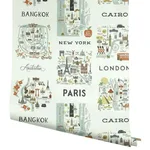 Rifle Paper Co. City Maps wallpaper, color Mint Metallic, SKU RI5160