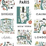 Rifle Paper Co. City Maps - Blue & Red Wallpaper | Buy Online Rifle Paper Co. City Maps wallpaper, color Blue & Red, SKU PSW1196RL
