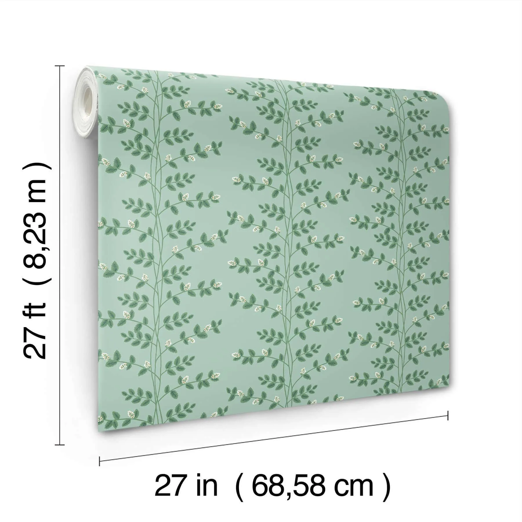 Rifle Paper Co. Climbing Vine wallpaper, color Soft Teal, SKU RF7421