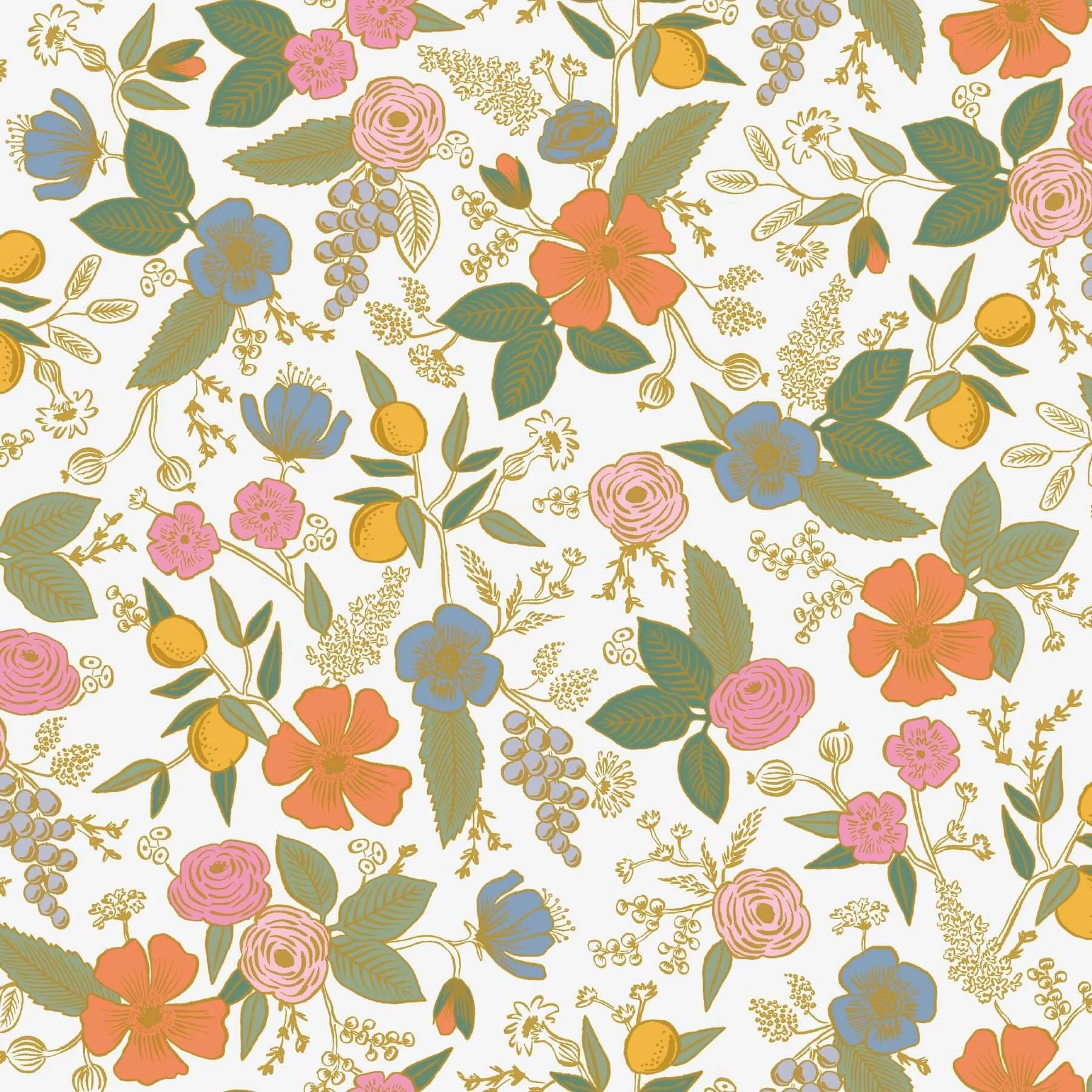 Rifle Paper Co. Colette wallpaper, color Rose Multicolor, SKU PSW1533RL