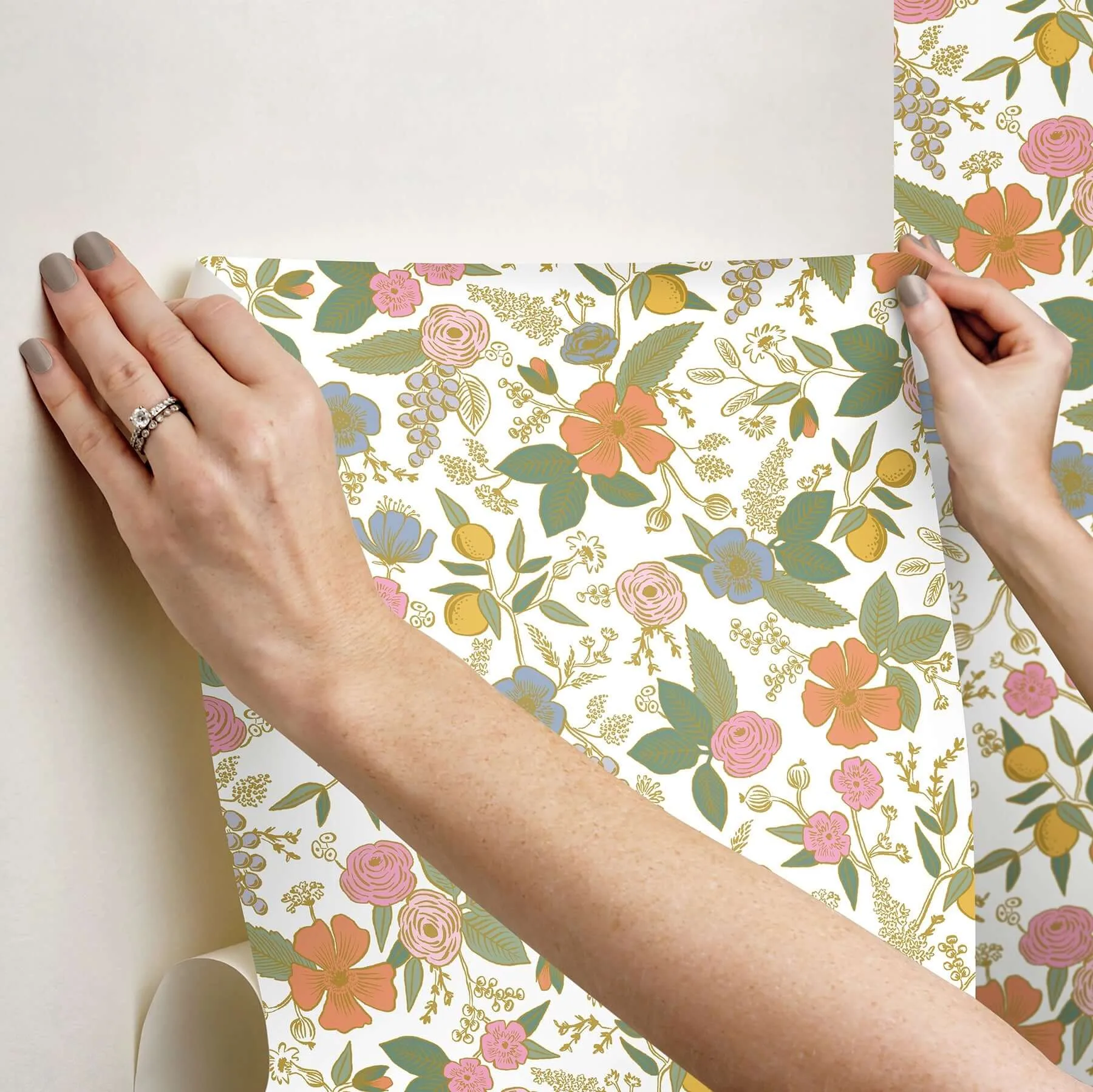 Rifle Paper Co. Colette - Rose Multicolor Wallpaper | Buy Online Rifle Paper Co. Colette wallpaper, color Rose Multicolor, SKU PSW1533RL