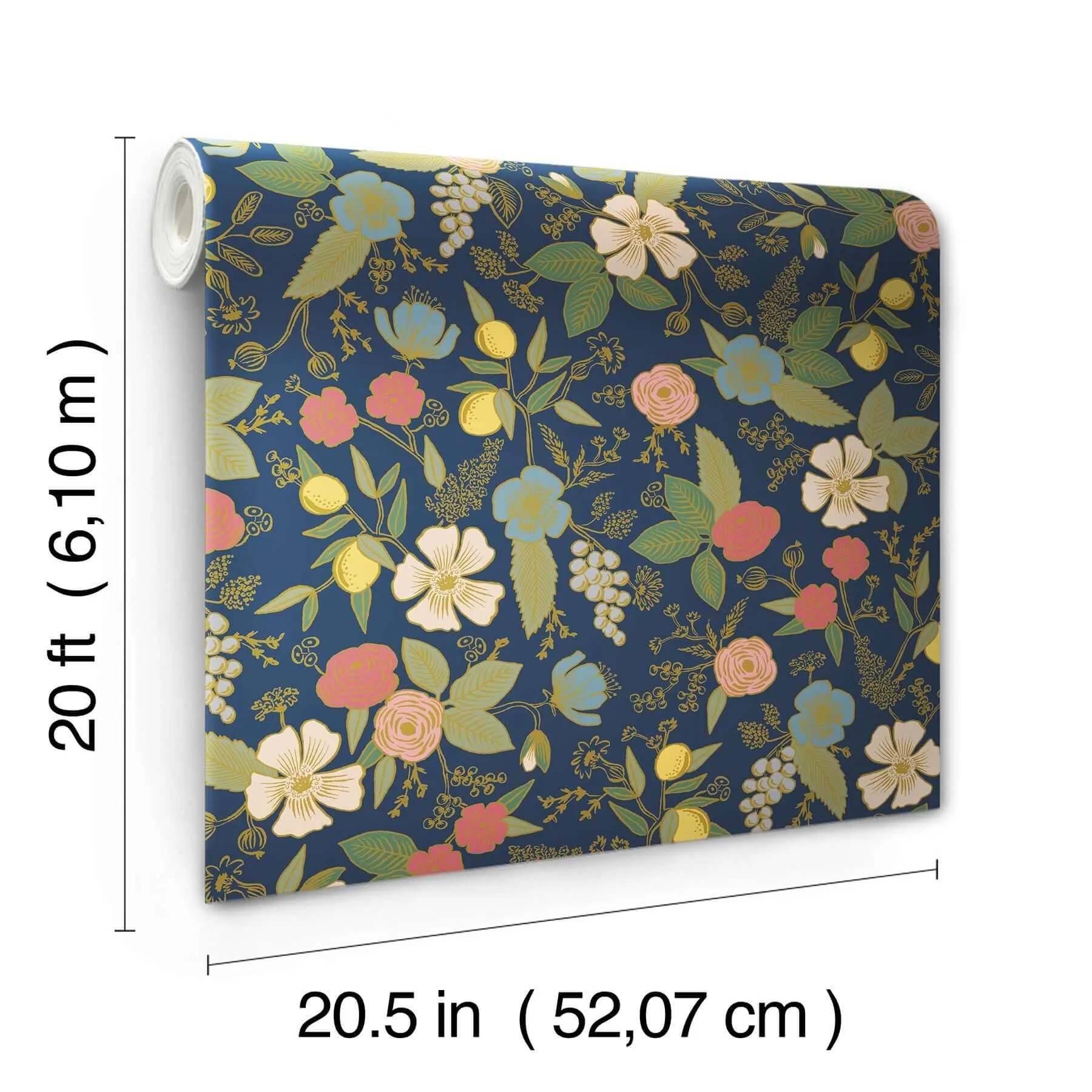 Rifle Paper Co. Colette - Navy Wallpaper | Buy Online Rifle Paper Co. Colette wallpaper, color Navy, SKU PSW1534RL