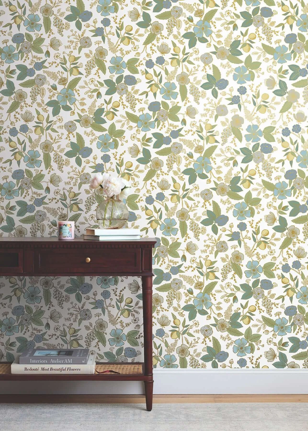 Rifle Paper Co. Colette wallpaper, color Blue Multicolor, SKU PSW1535RL
